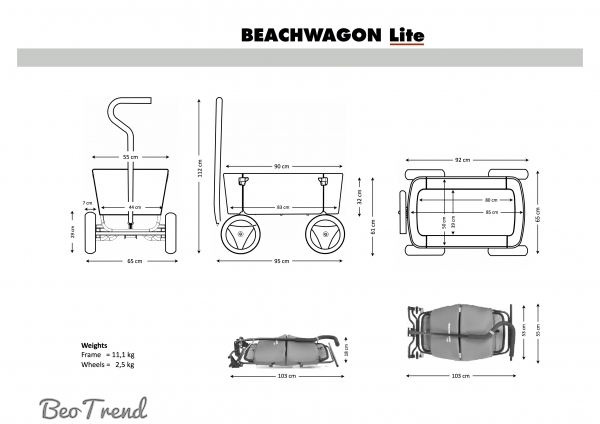 Beachwagon LITE Bollerwagen faltbar HELLGRAU
